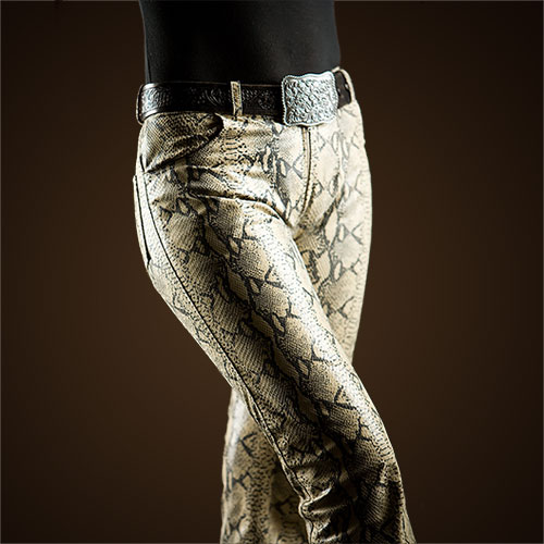 Custom Snakeskin Leather Pants by Lissa Hill