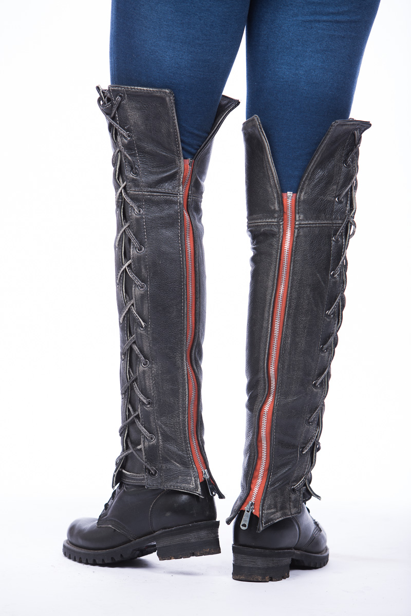 Laced Thigh High Half Chaps - Image 2