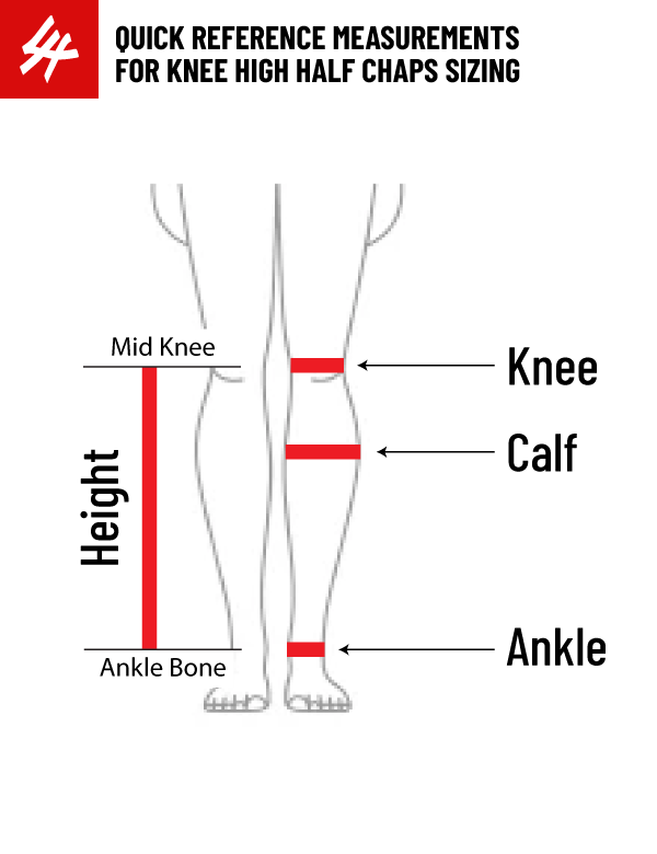 Measurements Diagram for Knee High Half Chaps