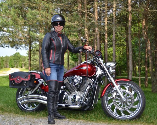 Leather Half Chaps & Leather Jacket with matching red piping