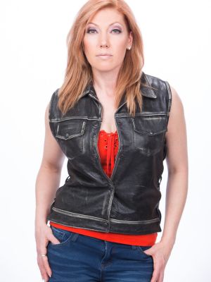Women’s Vintage Black Leather Vest